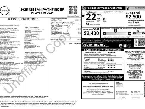 Used 2025 Nissan Pathfinder Platinum w/ Cargo Package AWD/4WD image 53