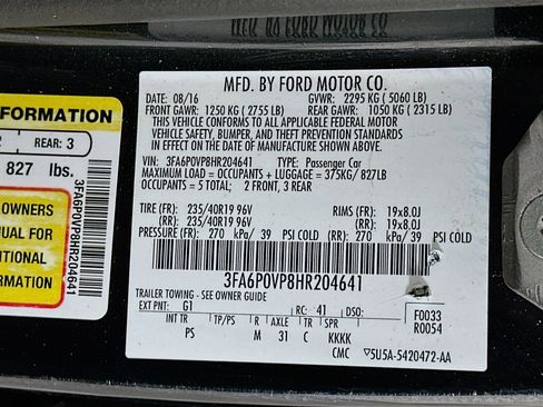 Used 2017 Ford Fusion Sport w/ Equipment Group 401A AWD/4WD image 12