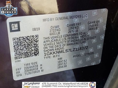 Certified 2020 GMC Acadia SLT w/ LPO, Floor Liner Package image 36