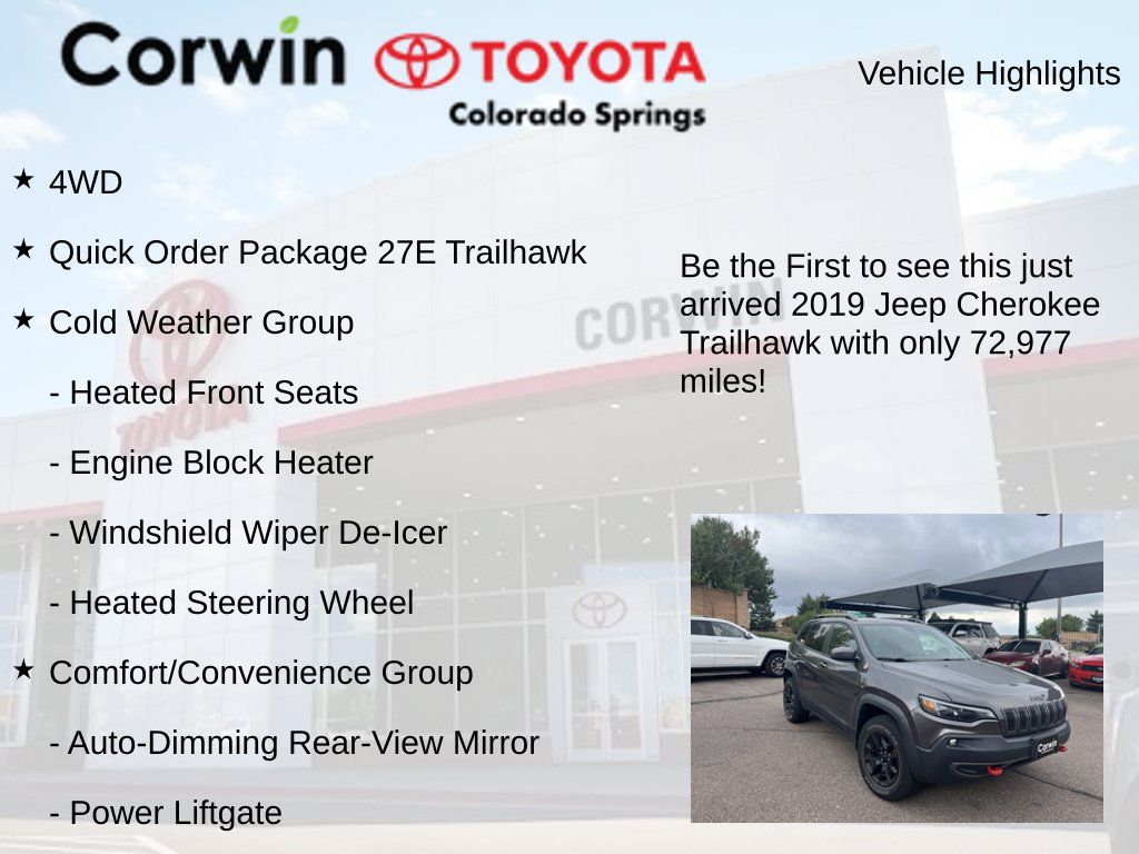 Used 2019 Jeep Cherokee Trailhawk w/ Comfort/Convenience Group AWD/4WD image 4