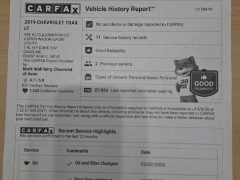 Certified 2019 Chevrolet Trax LT w/ LT Convenience Package image 9