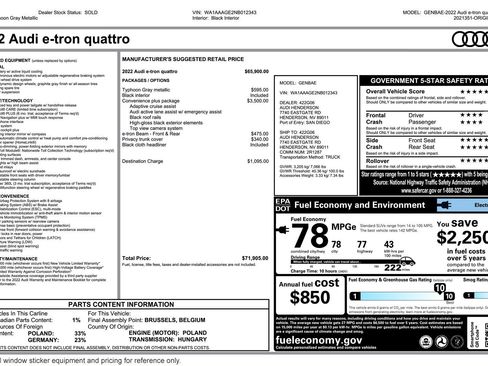 Used 2022 Audi e-tron Premium w/ Convenience Plus Package image 2
