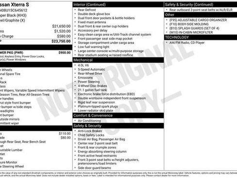 Used 2005 Nissan Xterra S w/ (P01) Power Pkg image 2