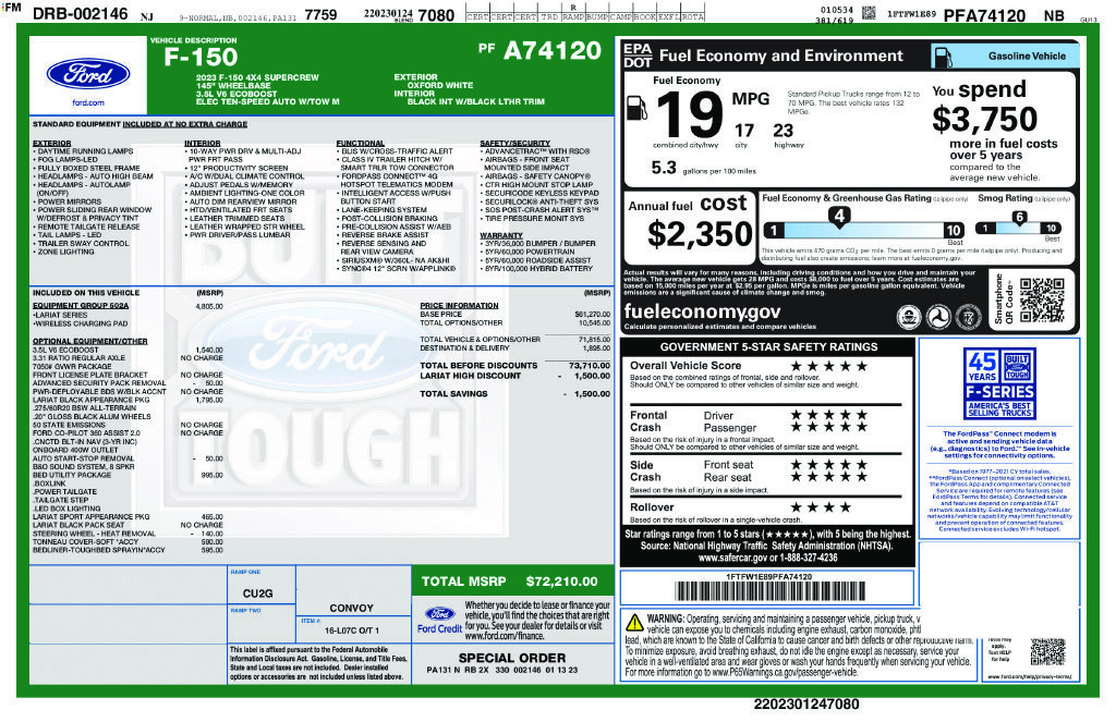 Used 2023 Ford F150 Lariat w/ Equipment Group 502A High AWD/4WD image 6
