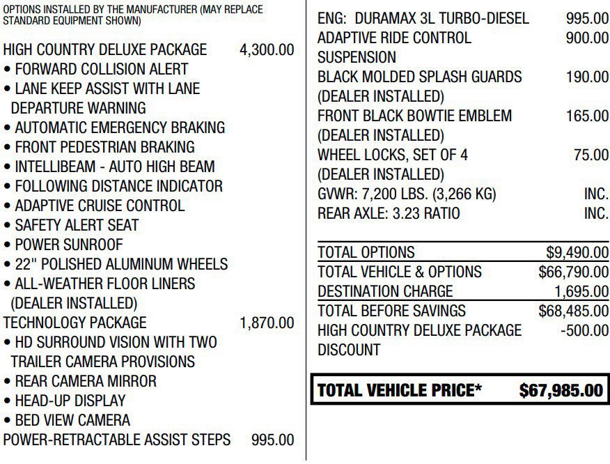 Used 2021 Chevrolet Silverado 1500 High Country w/ Technology Package AWD/4WD image 2