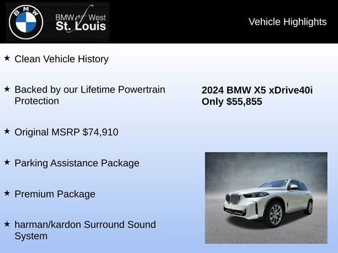 Used 2024 BMW X5 xDrive40i w/ Premium Package AWD/4WD image 8