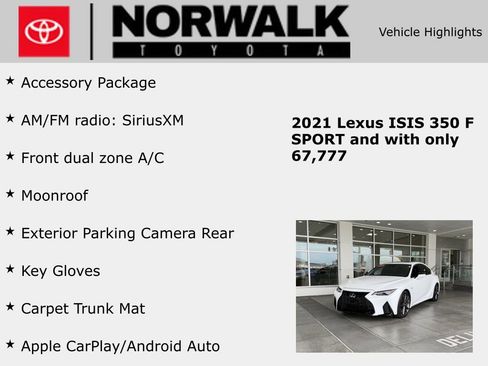 Used 2021 Lexus IS 350 F Sport w/ Accessory Package RWD image 10