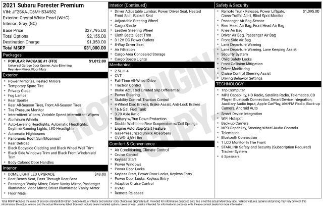 Used 2021 Subaru Forester Premium w/ Popular Package #1 AWD/4WD image 3