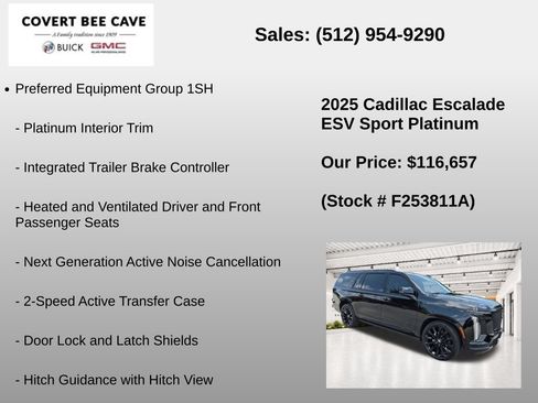 Used 2025 Cadillac Escalade ESV Sport Platinum w/ LPO, ONYX Package AWD/4WD image 13