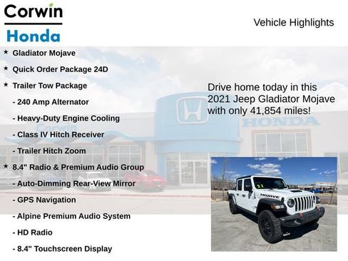Used 2021 Jeep Gladiator Mojave AWD/4WD image 7