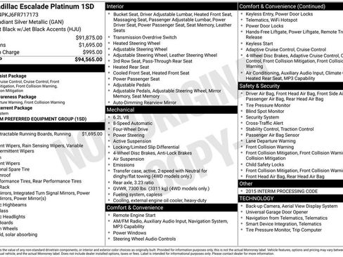 Used 2015 Cadillac Escalade Platinum image 2