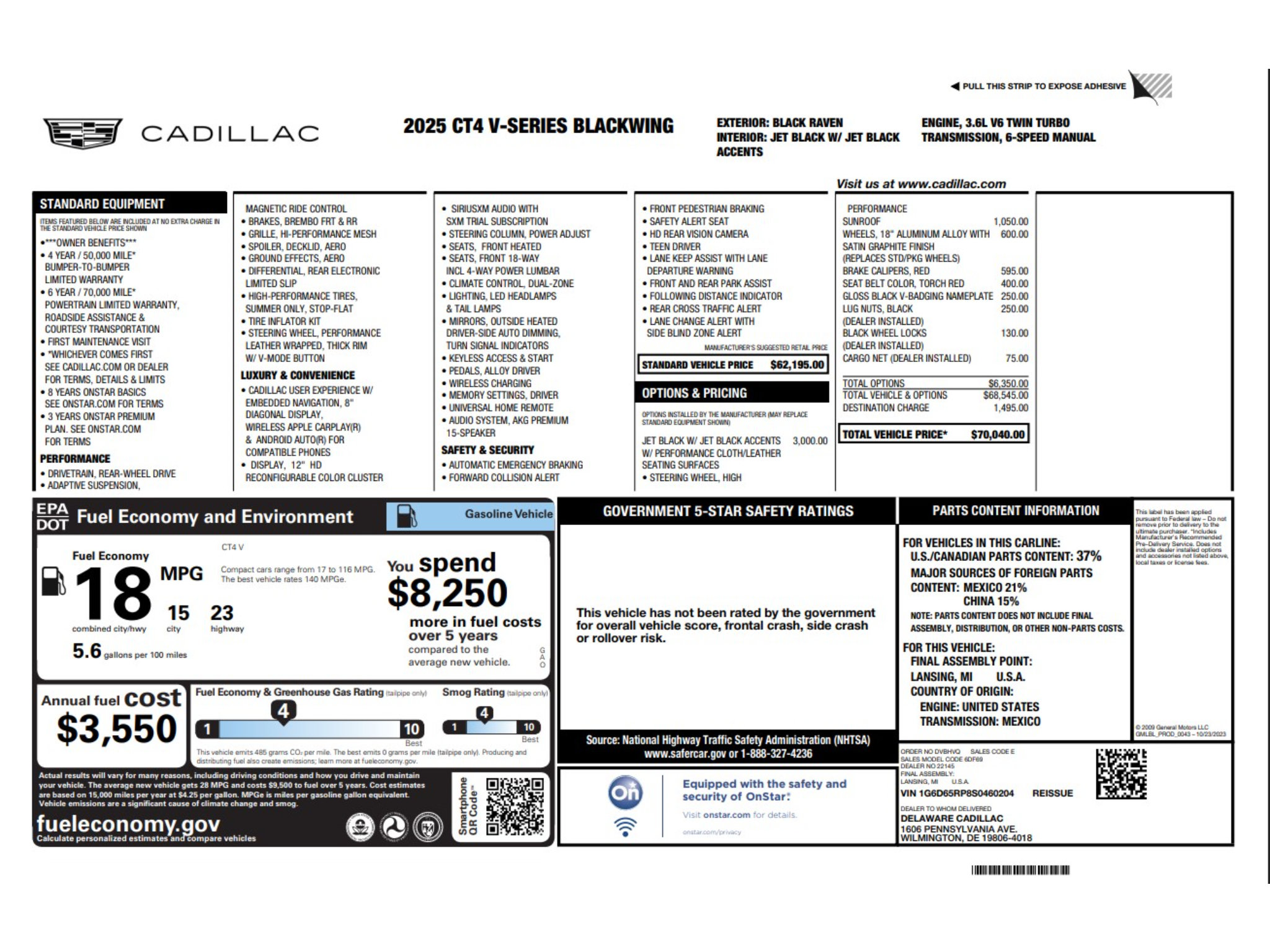 Used 2025 Cadillac CT4 V Blackwing RWD image 17