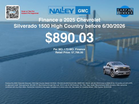 Used 2025 Chevrolet Silverado 1500 High Country w/ Technology Package AWD/4WD image 3