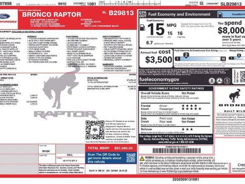 New 2025 Ford Bronco Raptor w/ Interior Carbon Fiber Pack image 5