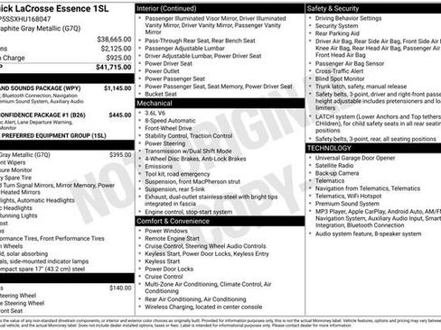 Certified 2017 Buick LaCrosse Essence w/ Sights and Sounds Package FWD image 6