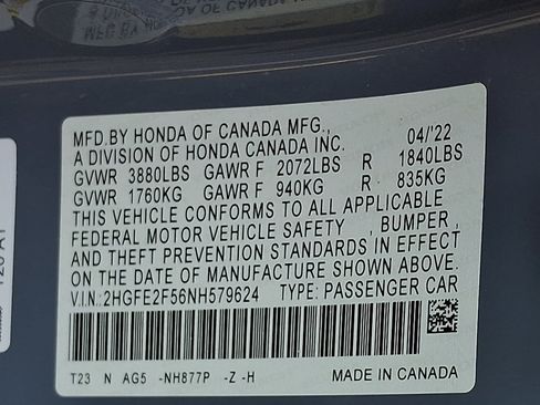 Certified 2022 Honda Civic Sport image 27