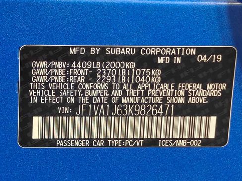 Used 2019 Subaru WRX Limited w/ Popular Package #3 (IZT) AWD/4WD image 52