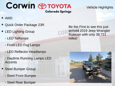 Used 2019 Jeep Wrangler Rubicon w/ Steel Bumper Group AWD/4WD image 4