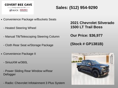 Used 2021 Chevrolet Silverado 1500 LT Trail Boss w/ Convenience Package II AWD/4WD image 13