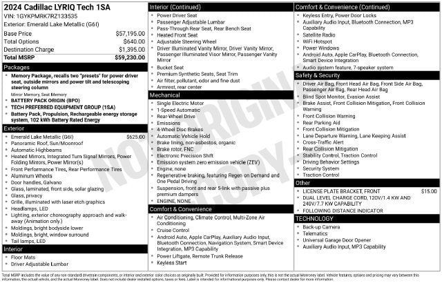 Certified 2024 Cadillac Lyriq Tech RWD image 31