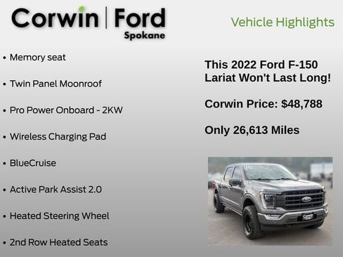 Used 2022 Ford F150 Lariat w/ Equipment Group 502A High AWD/4WD image 19