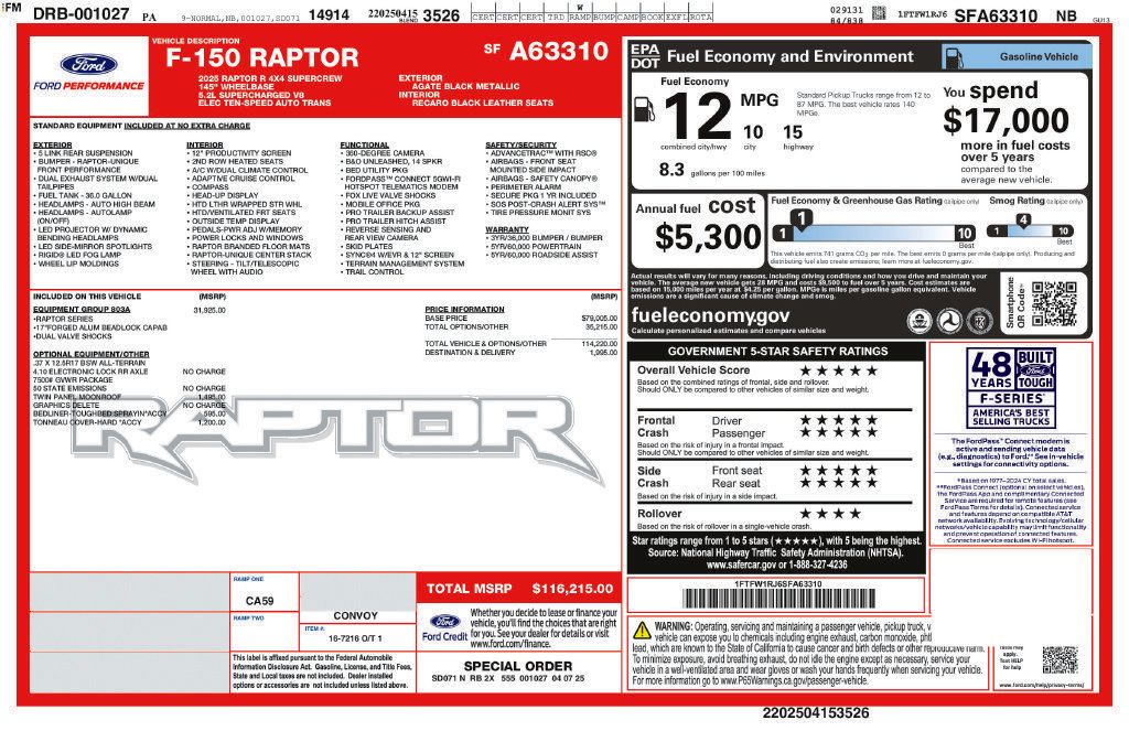 Used 2025 Ford F150 Raptor w/ Equipment Group 803A Raptor R AWD/4WD image 39