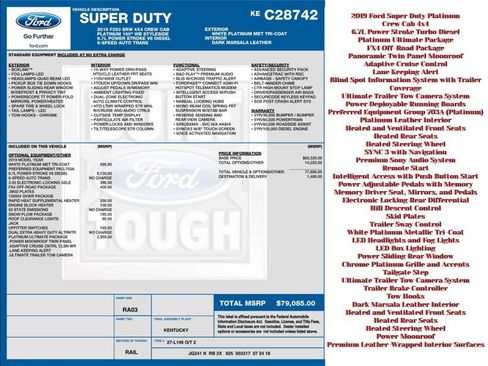 Used 2019 Ford F250 Platinum w/ Platinum Ultimate Package image 2