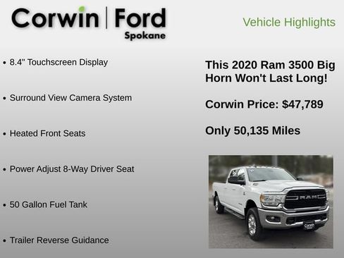 Used 2020 RAM 3500 Big Horn w/ Towing Technology Group AWD/4WD image 24