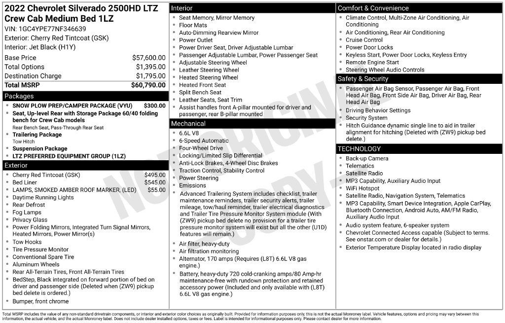 Used 2022 Chevrolet Silverado 2500 LTZ w/ Snow Plow Prep/Camper Package AWD/4WD image 5