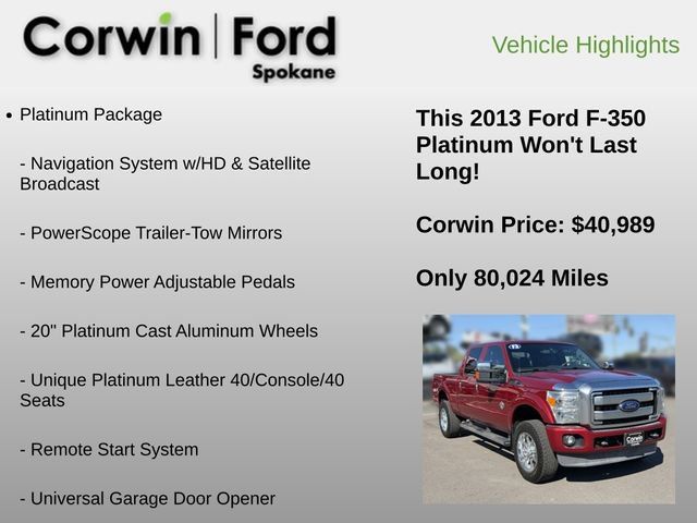 Used 2013 Ford F350 Platinum w/ FX4 Off Road Pkg AWD/4WD image 12