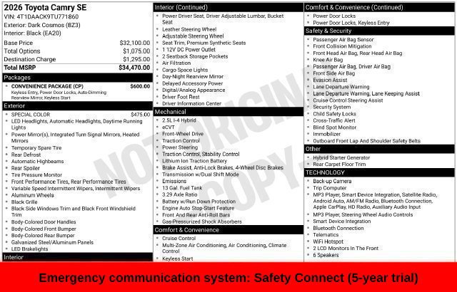 Used 2026 Toyota Camry SE w/ Convenience Package FWD image 39
