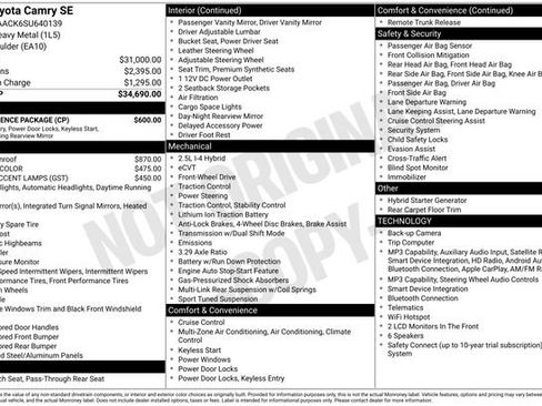 Used 2025 Toyota Camry SE w/ Convenience Package FWD image 8