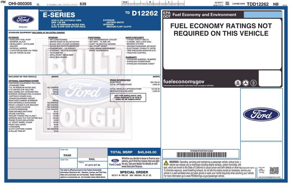 New 2026 Ford E-350 and Econoline 350 Super Duty w/ Interior Upgrade Package RWD image 5