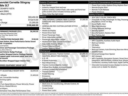 Certified 2023 Chevrolet Corvette Stingray Premium Conv w/ Z51 Performance Package RWD image 4