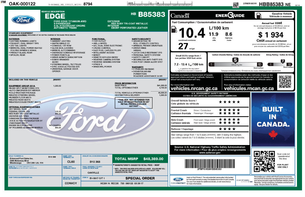 Used 2017 Ford Edge Titanium w/ Canadian Touring Package AWD/4WD image 1