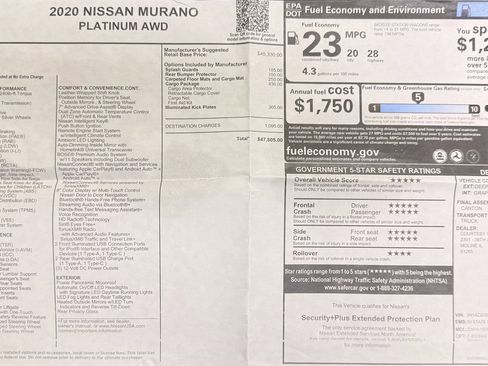 Used 2020 Nissan Murano Platinum w/ Cargo Package image 47