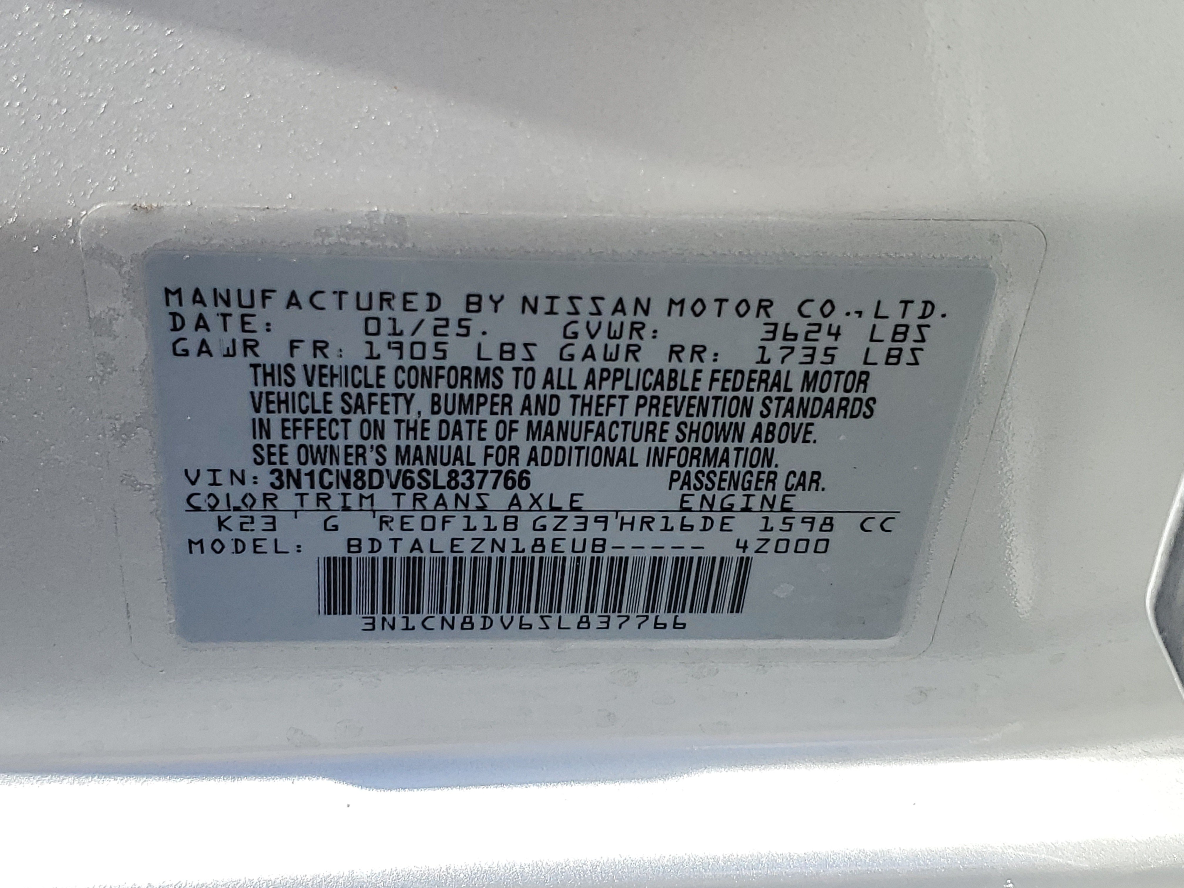 Used 2025 Nissan Versa S w/ Trunk Package FWD image 25