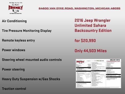 Used 2016 Jeep Wrangler Unlimited Sahara AWD/4WD image 8