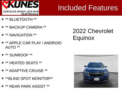 Used 2022 Chevrolet Equinox RS w/ Infotainment Package AWD/4WD image 2