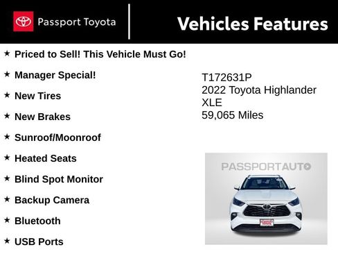 Used 2022 Toyota Highlander XLE AWD/4WD image 10