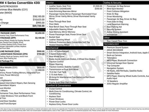 Used 2024 BMW 430i Convertible w/ M Sport Package RWD image 2