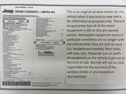 Certified 2024 Jeep Grand Cherokee L Limited w/ Luxury Tech Group II AWD/4WD image 2