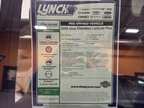 Used 2020 Jeep Cherokee Latitude Plus w/ Cold Weather Group image 38