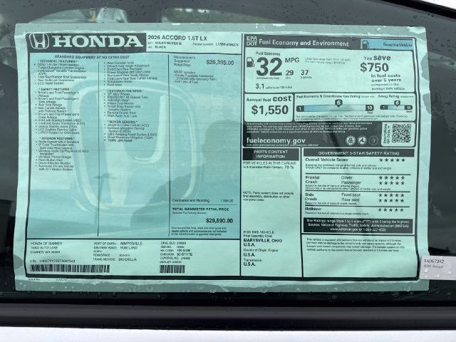 New 2026 Honda Accord LX image 30