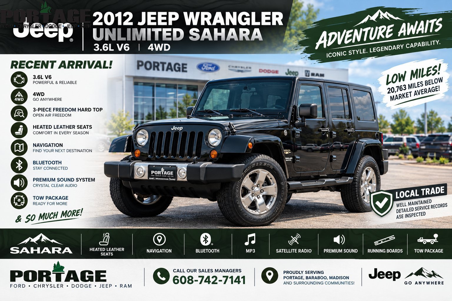 Used 2012 Jeep Wrangler Unlimited Sahara w/ Connectivity Group AWD/4WD image 9