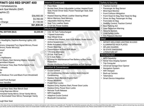 Used 2024 INFINITI Q50 Red Sport 400 w/ Black Opal Edition image 29