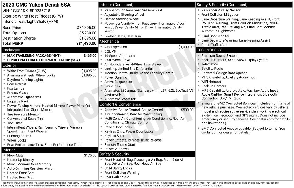 Used 2023 GMC Yukon Denali w/ Max Trailering Package RWD image 57