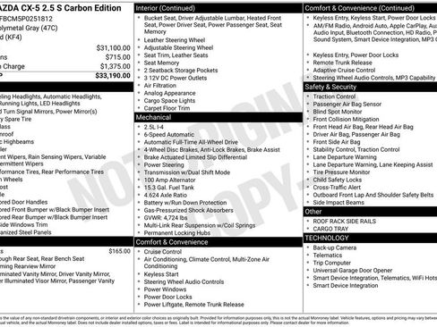 Used 2023 MAZDA CX-5 Carbon Edition AWD/4WD image 15