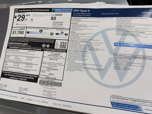 New 2026 Volkswagen Tiguan S FWD image 40