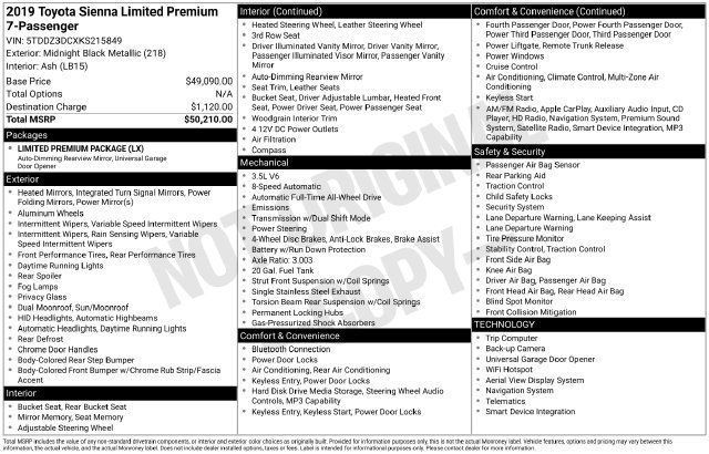 Used 2019 Toyota Sienna Limited Premium AWD/4WD image 12